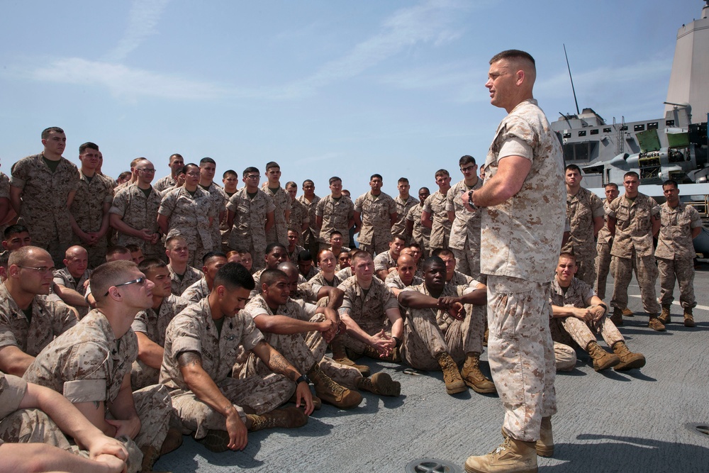 Marines aboard Mesa Verde prepare for liberty
