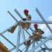 Engineers construct roof at Yorke school construction site in Belize City