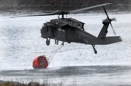 New York Army National Guard helicopters conduct fire bucket training in Hudson River