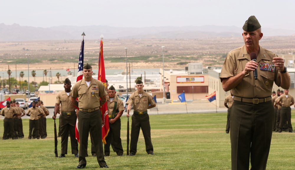 Commanding General presents Navy Cross Medal to Combat Center Marine