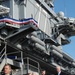 George H.W. Bush visits aircraft carrier Pre-Commissioning Unit (PCU) George H.W. Bush