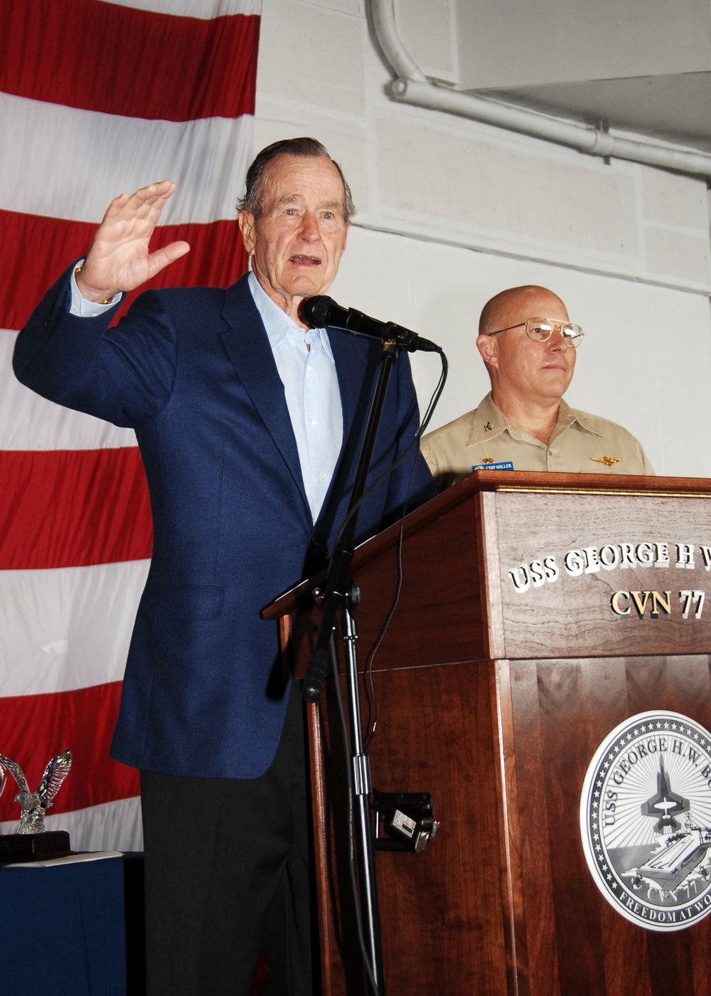 Former President George H.W. Bush visits USS George H.W. Bush