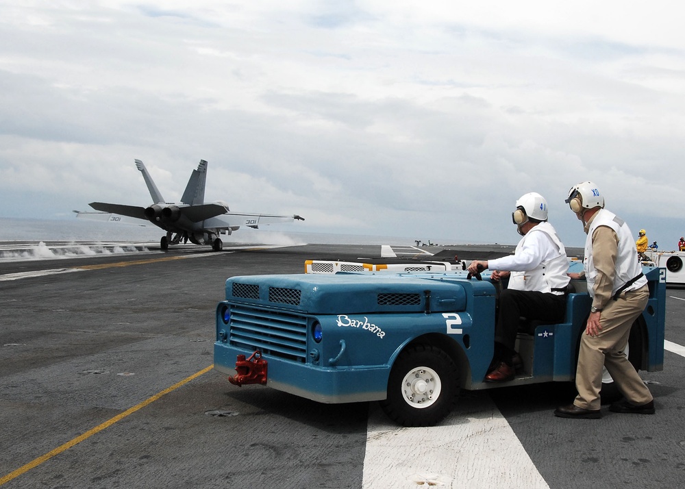 Former President George H.W. Bush visits USS George H.W. Bush