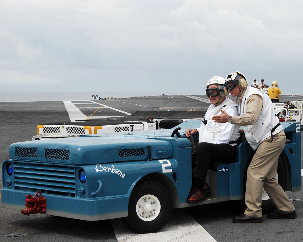 Former President George H.W. Bush visits USS George H.W. Bush