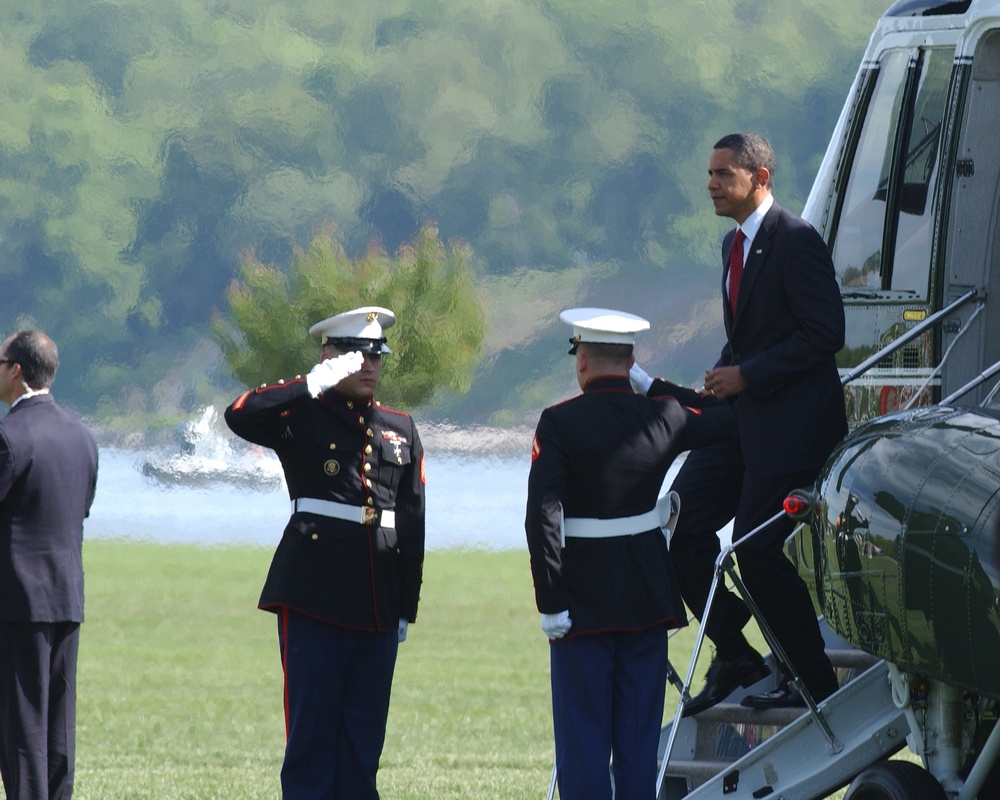 President Obama arrives at Naval Academy