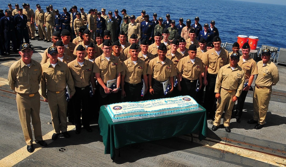 USS Lake Champlain mass re-enlistment