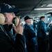 Stennis' navigation bridge team works during Stennis' departure from dry dock