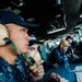 Stennis' navigation bridge team works during Stennis' departure from dry dock