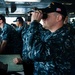 Stennis' navigation bridge team works during Stennis' departure from dry dock