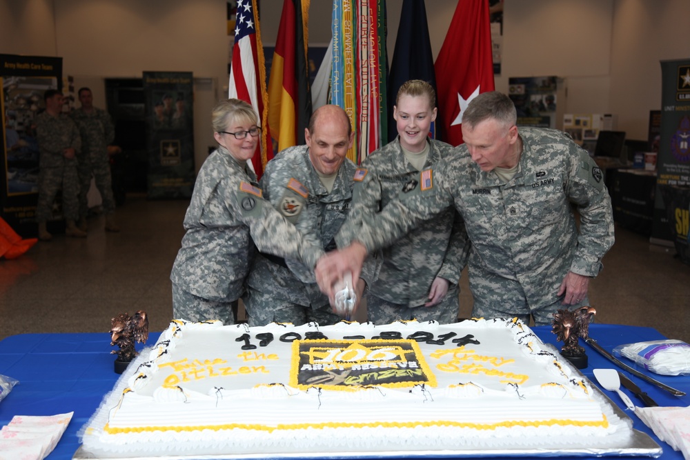 7th CSC Soldiers cut USAR birthday cake at KMCC