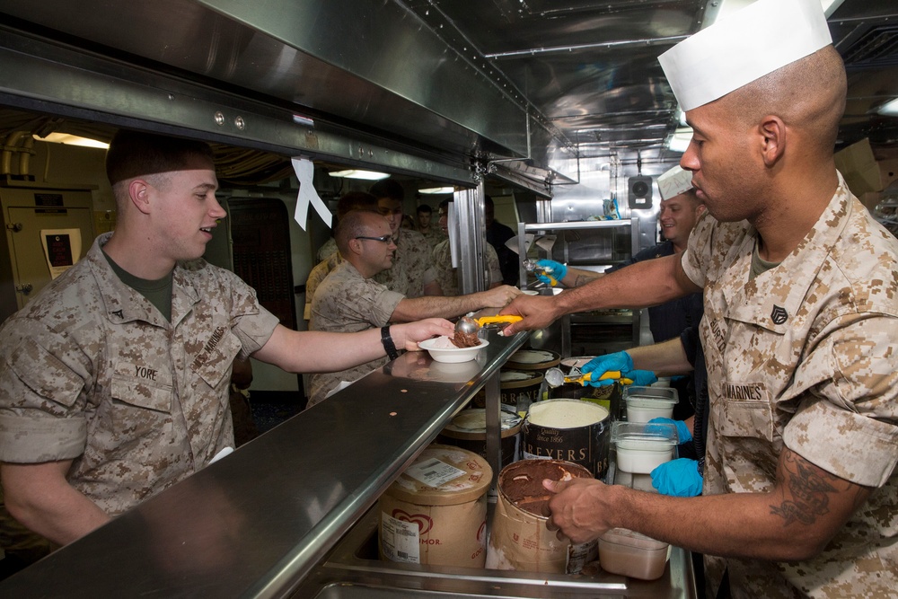 US Marines and Sailors raise sexual assault awareness with ice cream social