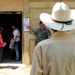 A man takes an Acuity Test at a Medical Readiness Training Exercise at Caseria Los Limones Wednesday, April 23, 2014