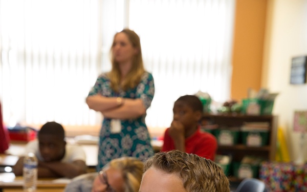 Marines, Sailors share military adventures with Harbordale Elementary School students
