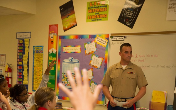 Marines, Sailors share military adventures with Harbordale Elementary School students