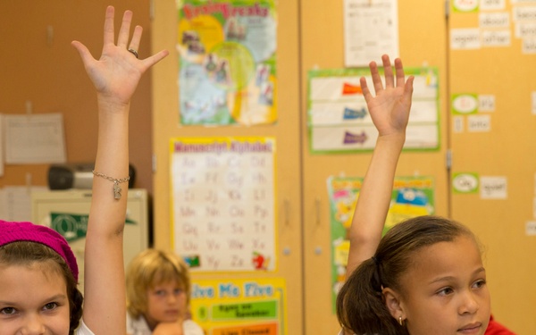 Marines, Sailors share military adventures with Harbordale Elementary School students