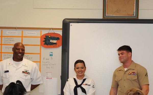 Marines, Sailors share military adventures with Harbordale Elementary School students