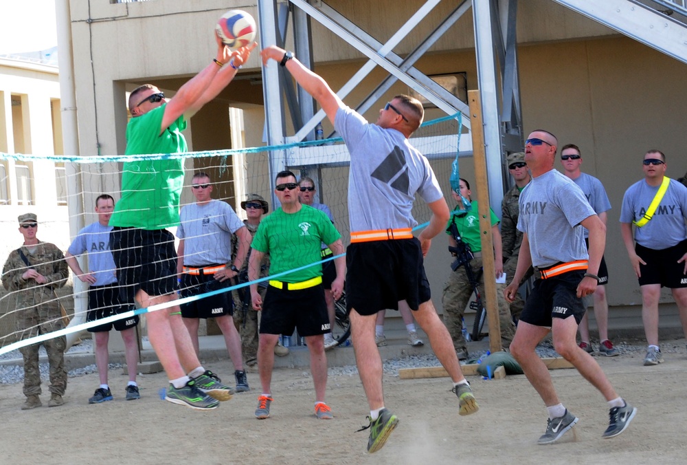 Troops maintain resiliency with 133rd Engineer Battalion sporting events in Afghanistan