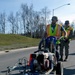 Civil engineers repaint road lines, patch potholes