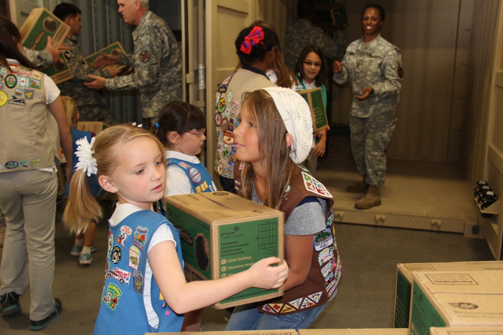 Girl Scouts donate cookies to troops overseas