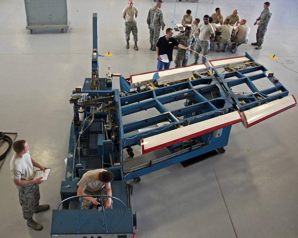 Adjust the role trim on an A-7 Flight Control Trainer