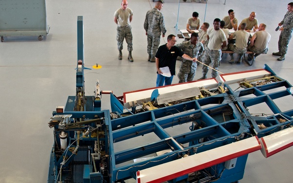 Adjust the role trim on an A-7 Flight Control Trainer
