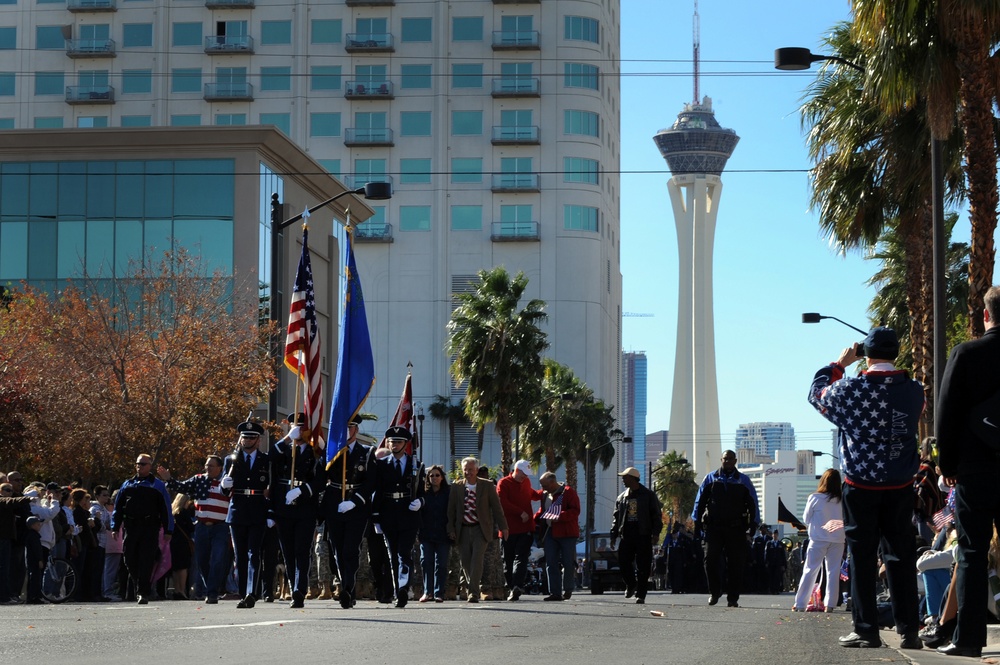 Airmen participate in the Las Vegas Veterans Day Parade