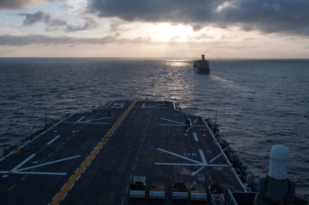 USS Peleliu conducts underway replenishment.