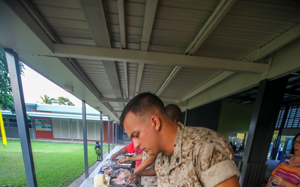 MRF-D Marines cook food for Alawa primary school