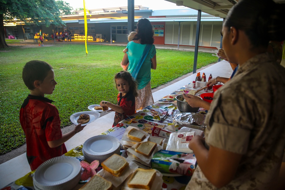 MRF-D Marines cook food for Alawa primary school