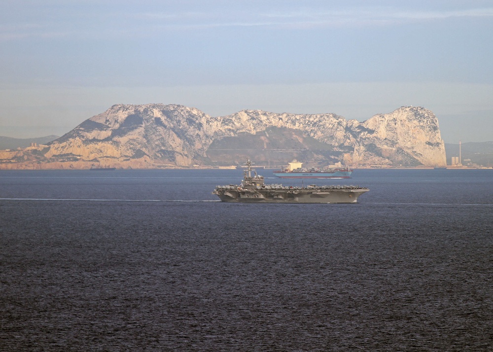 USS George H. W. Bush transits the Strait of Gibraltar