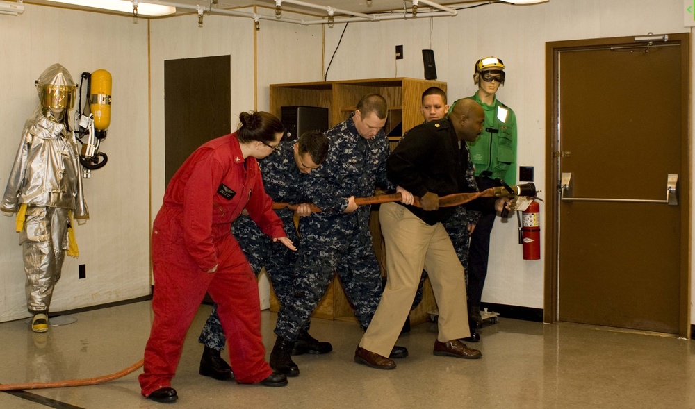 Navy firefighting training