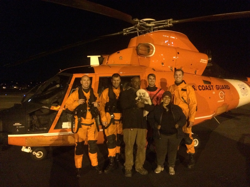 Coast Guard air crew rescues 2 mariners, dog from Sacramento River Delta