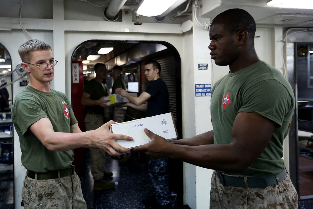 22nd MEU, USS Bataan conduct replenishment at sea