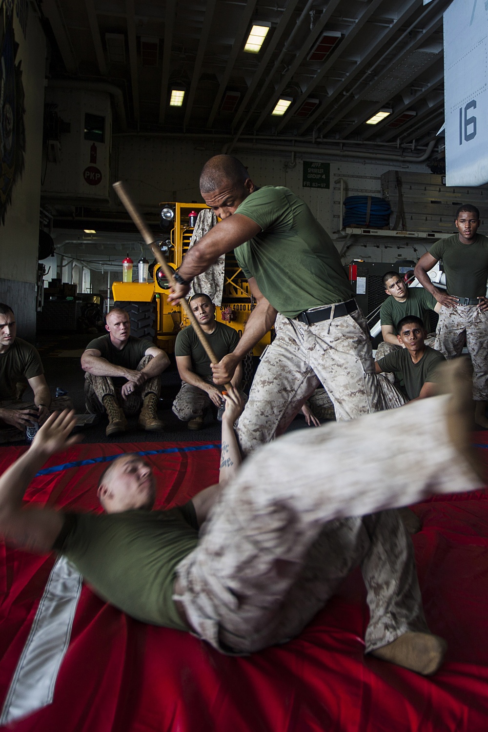 CLB-22 Marines practice MCMAP at sea