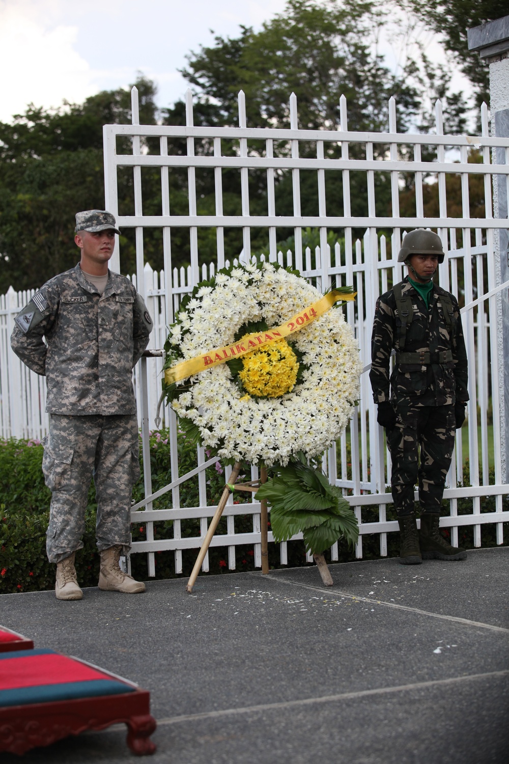 Wreath laying ceremony at the Pangatian War Memorial