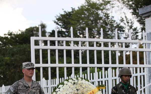 Wreath laying ceremony at the Pangatian War Memorial