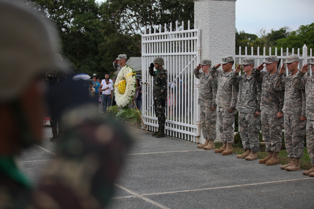 Wreath laying ceremony at the Pangatian War Memorial