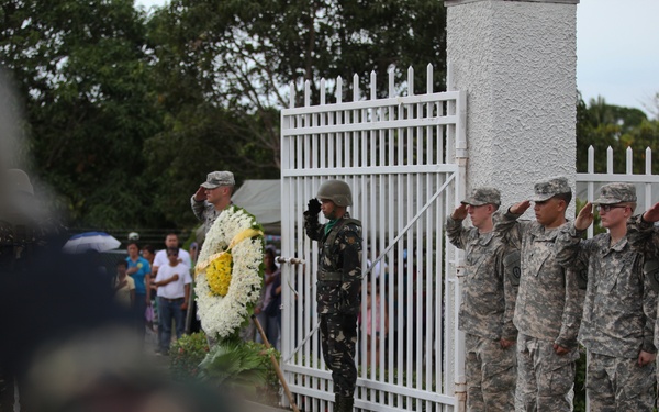 Wreath laying ceremony at the Pangatian War Memorial