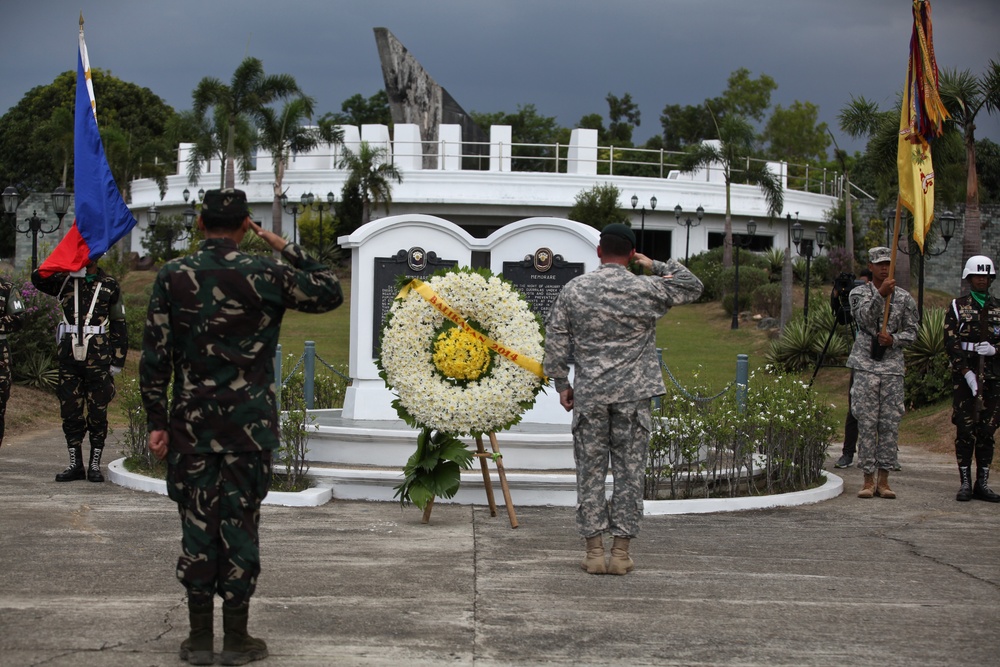 Wreath laying ceremony at the Pangatian War Memorial