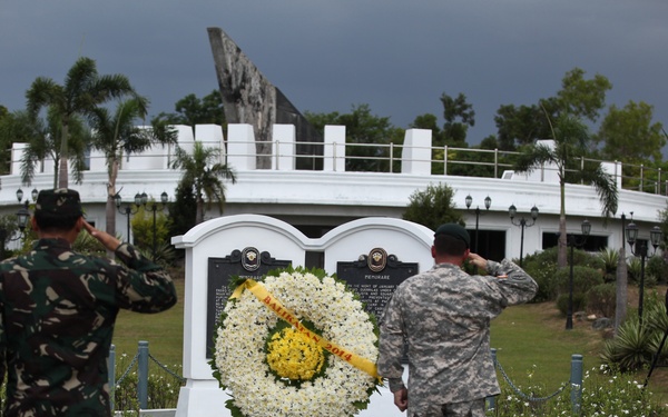 Wreath laying ceremony at the Pangatian War Memorial