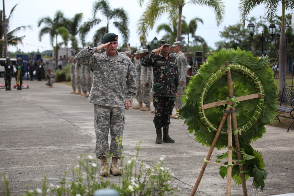 Wreath laying ceremony at the Pangatian War Memorial