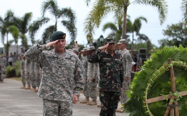Wreath laying ceremony at the Pangatian War Memorial