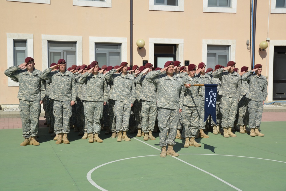 Change of command ceremony, Legion Company, B/1st Battalion, 503rd Infantry Regiment, 173rd Infantry Brigade Combat Team (Airborne)