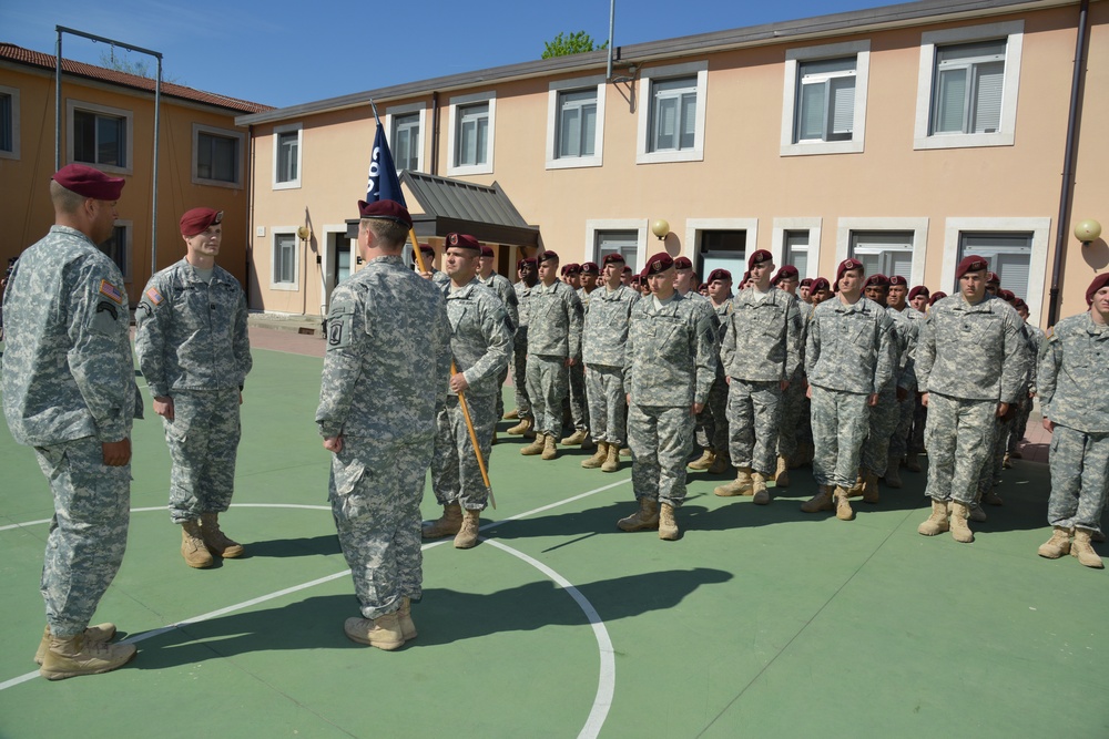 Change of command ceremony, Legion Company, B/1st Battalion, 503rd Infantry Regiment, 173rd Infantry Brigade Combat Team (Airborne)