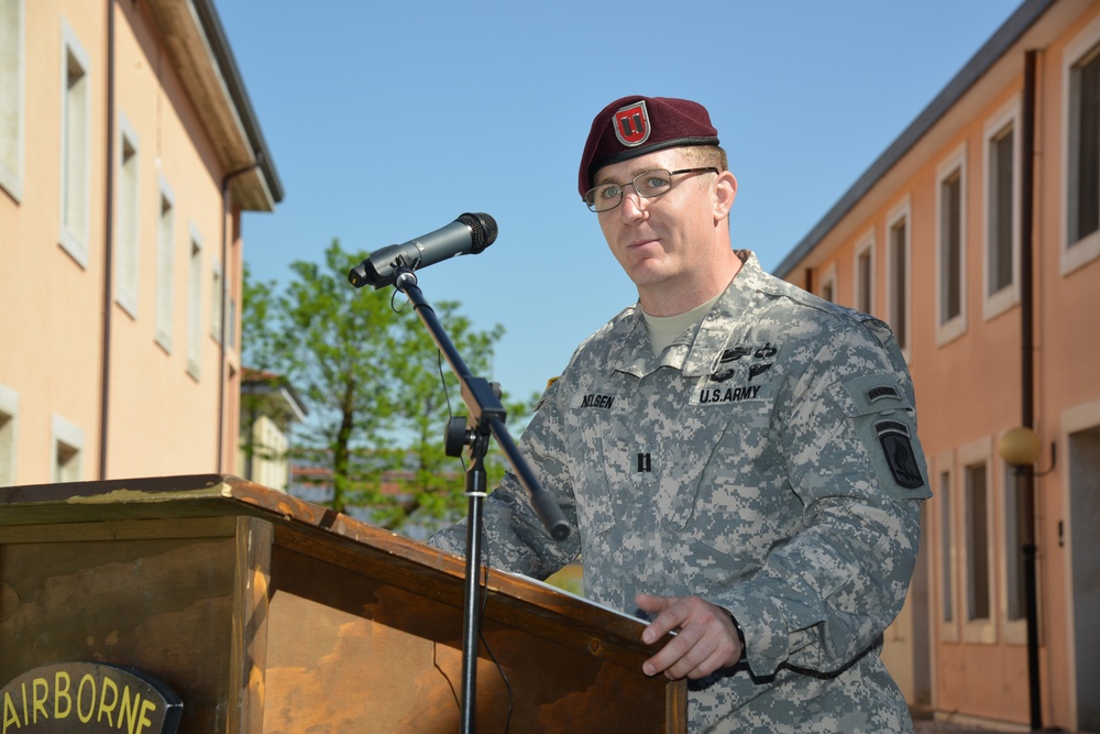 Change of command ceremony, Legion Company, B/1st Battalion, 503rd Infantry Regiment, 173rd Infantry Brigade Combat Team (Airborne).