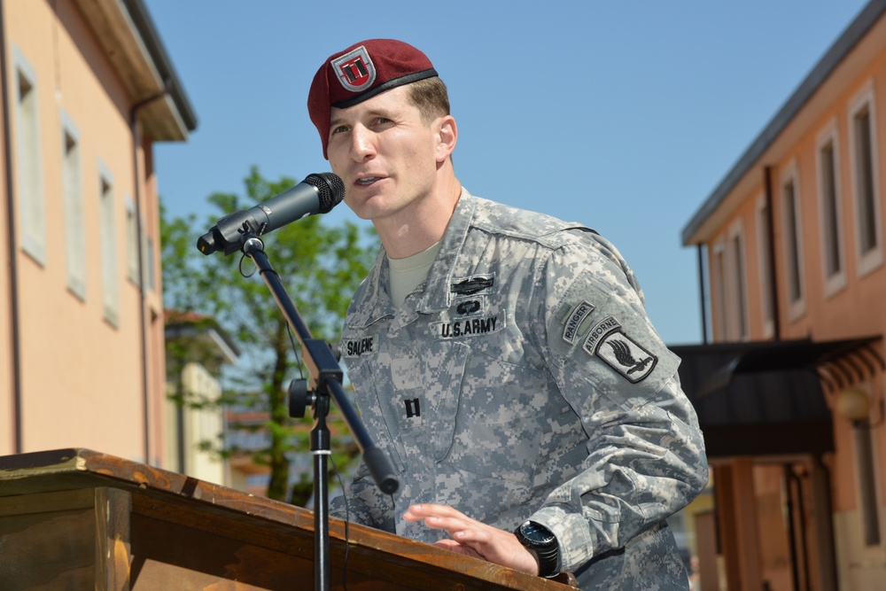 Change of command ceremony, Legion Company, B/1st Battalion, 503rd Infantry Regiment, 173rd Infantry Brigade Combat Team (Airborne)