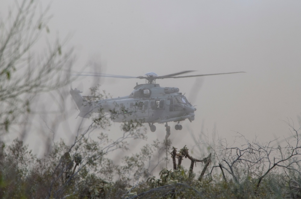 US Army, along with French and Swedish conduct alternate insertion extraction during Exercise Angel Thunder