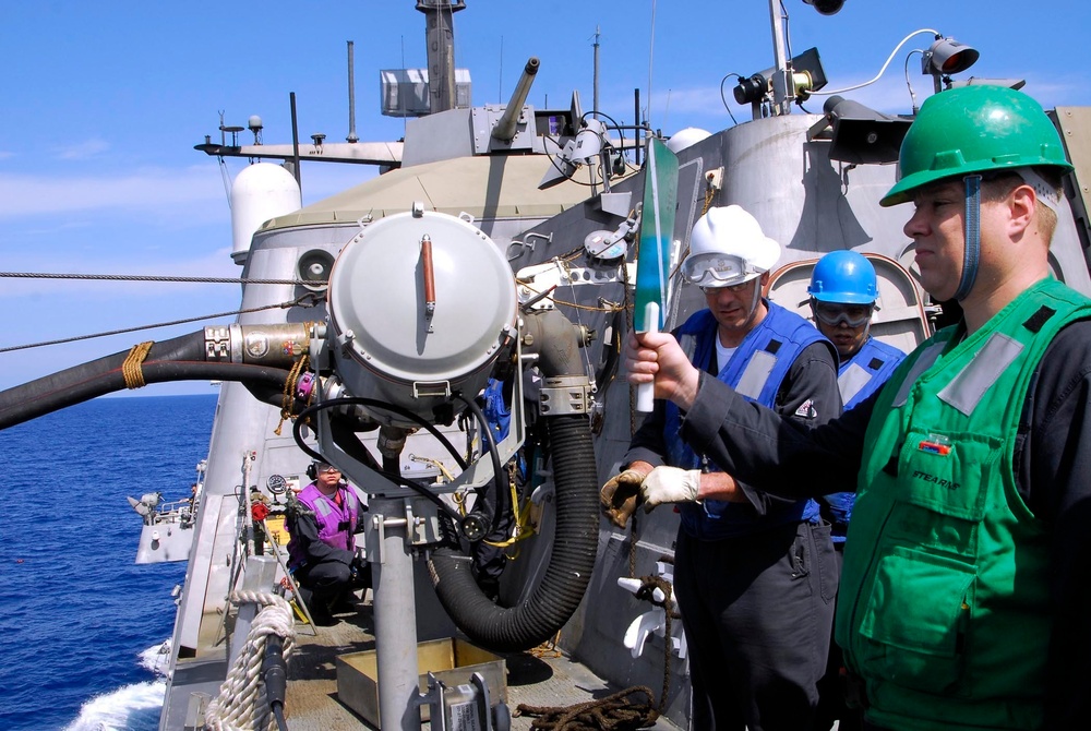 USS Freedom refueling at sea