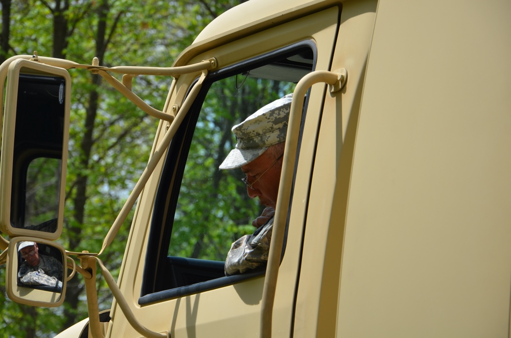 Soldier monitors tire direction and mirrors