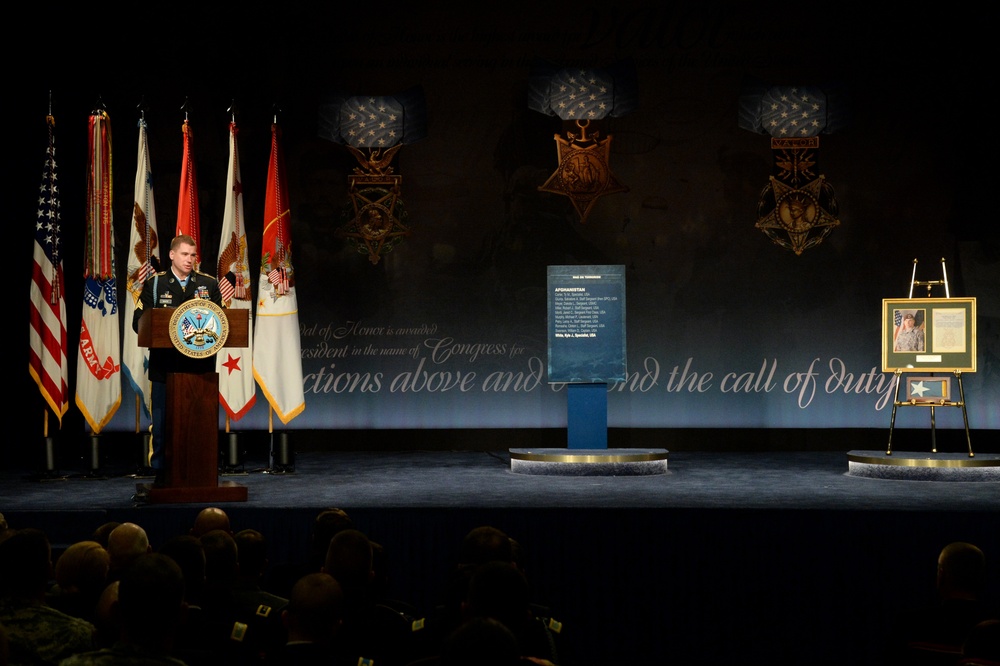 Medal of Honor recipient former US Army Sgt. Kyle White Hall of Heroes induction ceremony